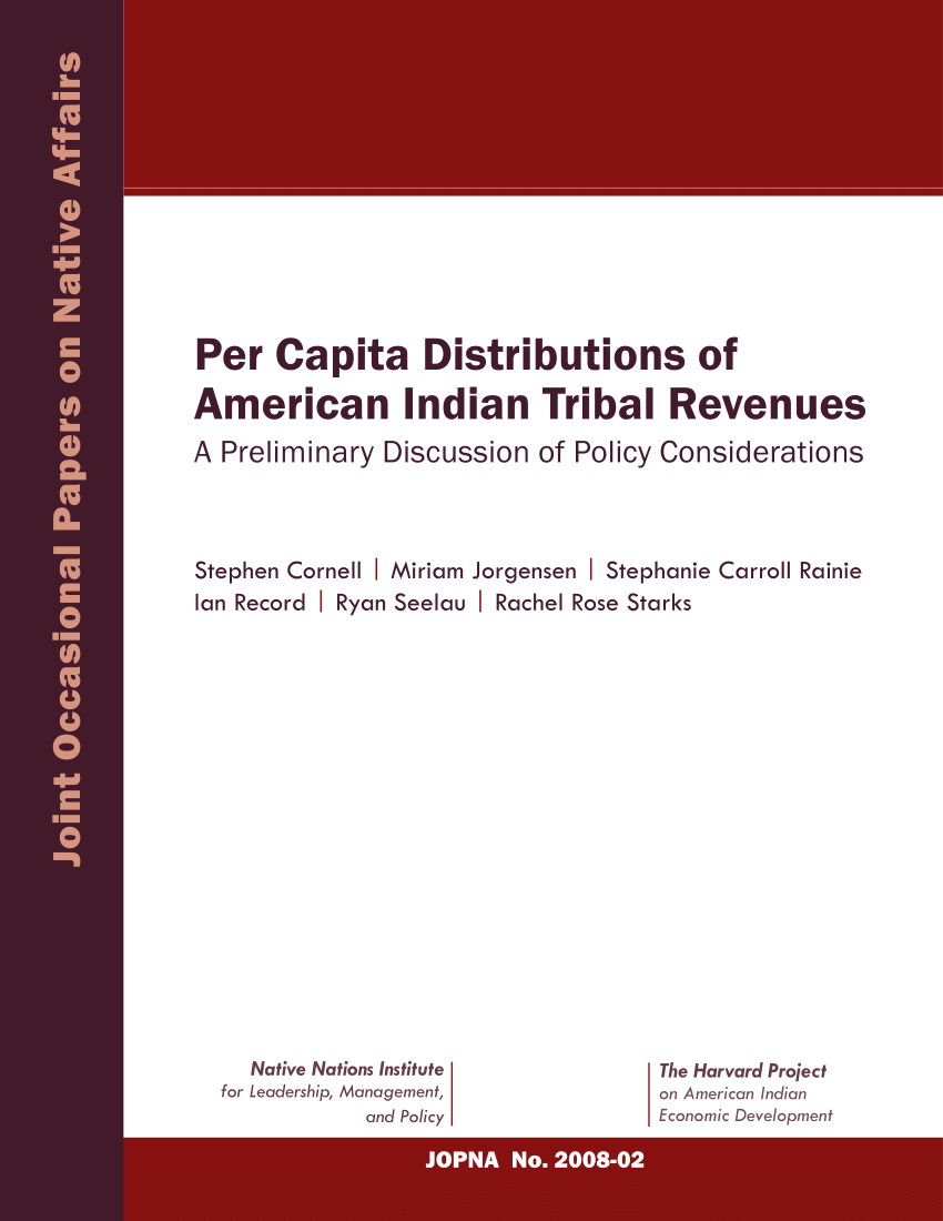 (PDF) Per Capita Distributions of American Indian Tribal Revenues A