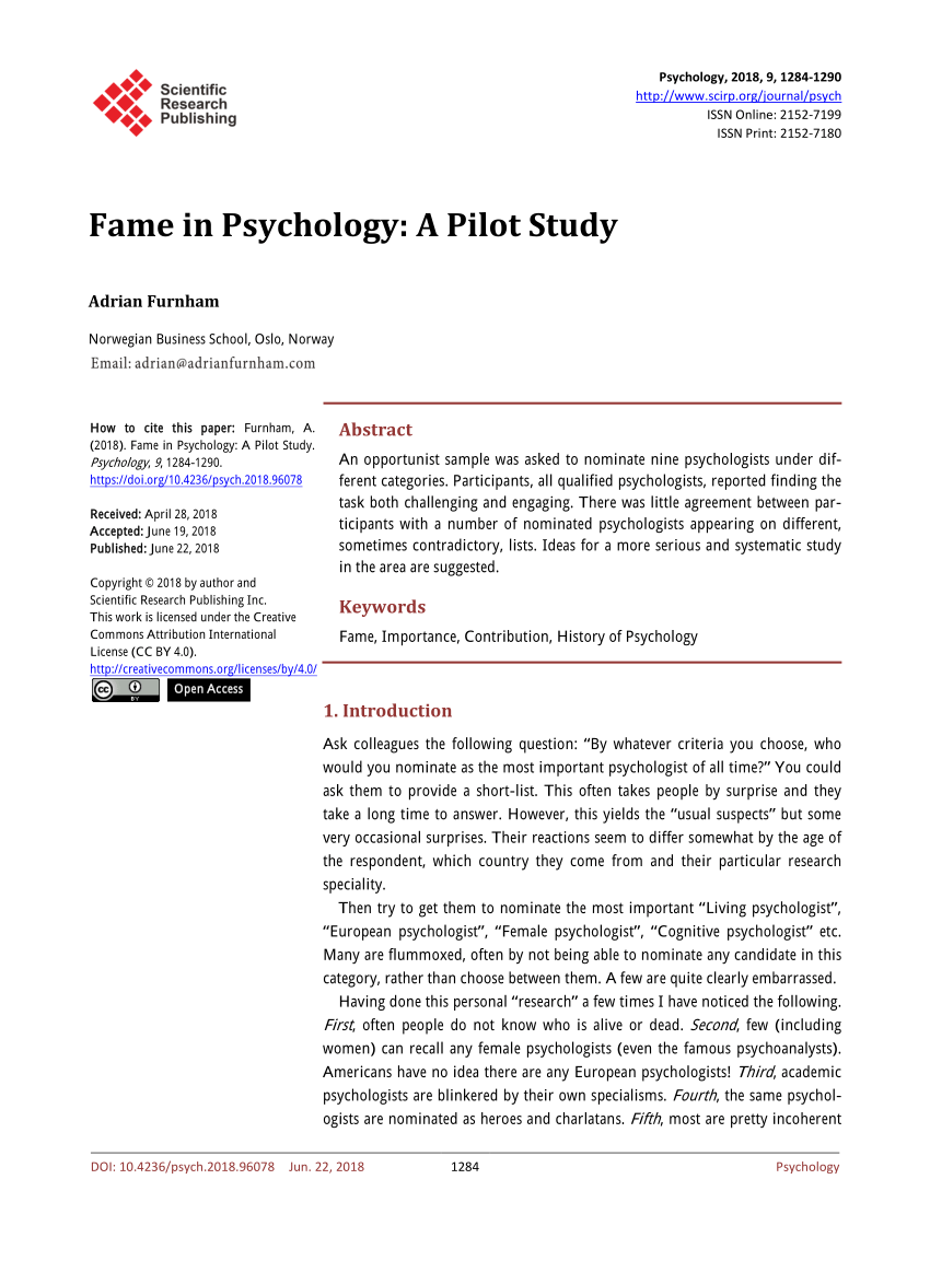 what is the thesis statement of the psychology of fame