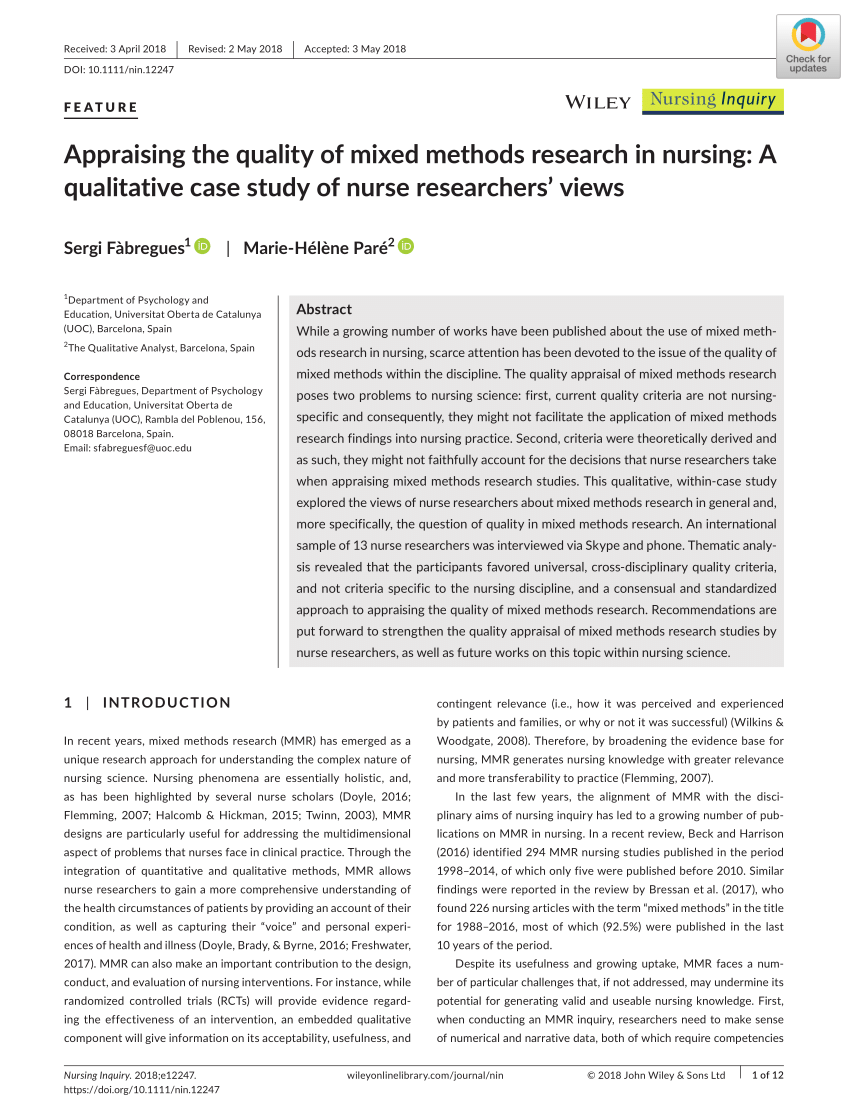 research article of nurse researchers