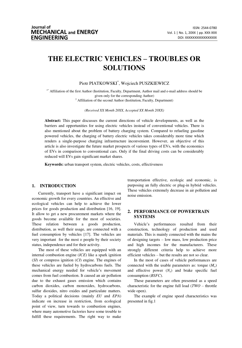 (PDF) Electric vehicles Problems or solutions