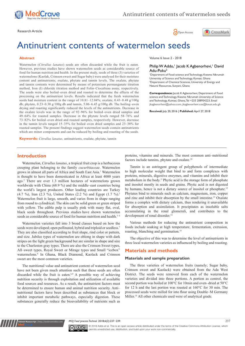 research paper on watermelon seeds