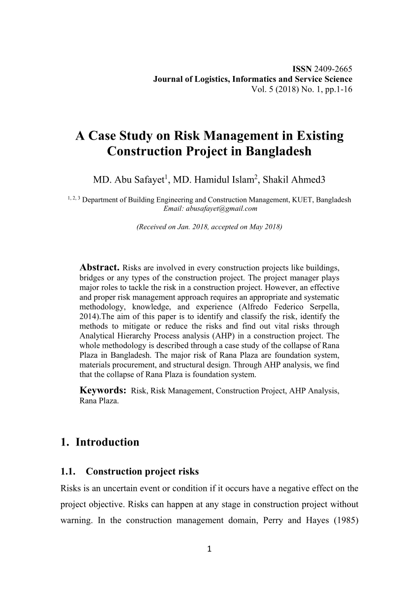 risk management case study pdf