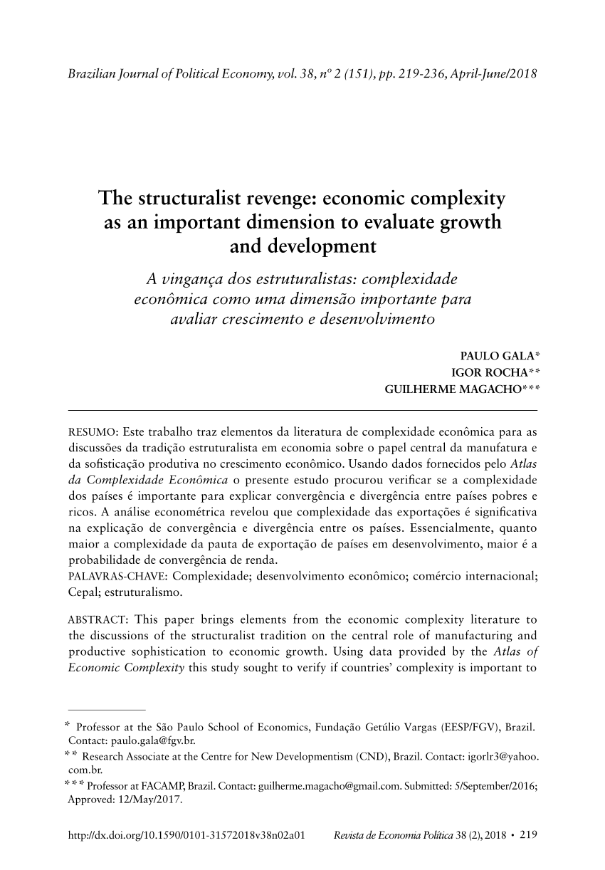 The structuralist revenge: economic complexity as an important dimension to  evaluate growth and development