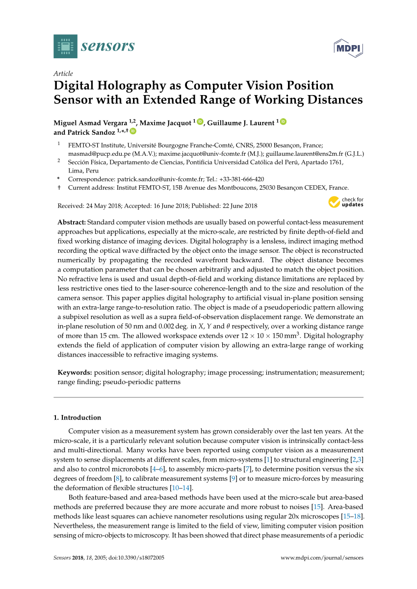 (PDF) Digital Holography as Computer Vision Position ...