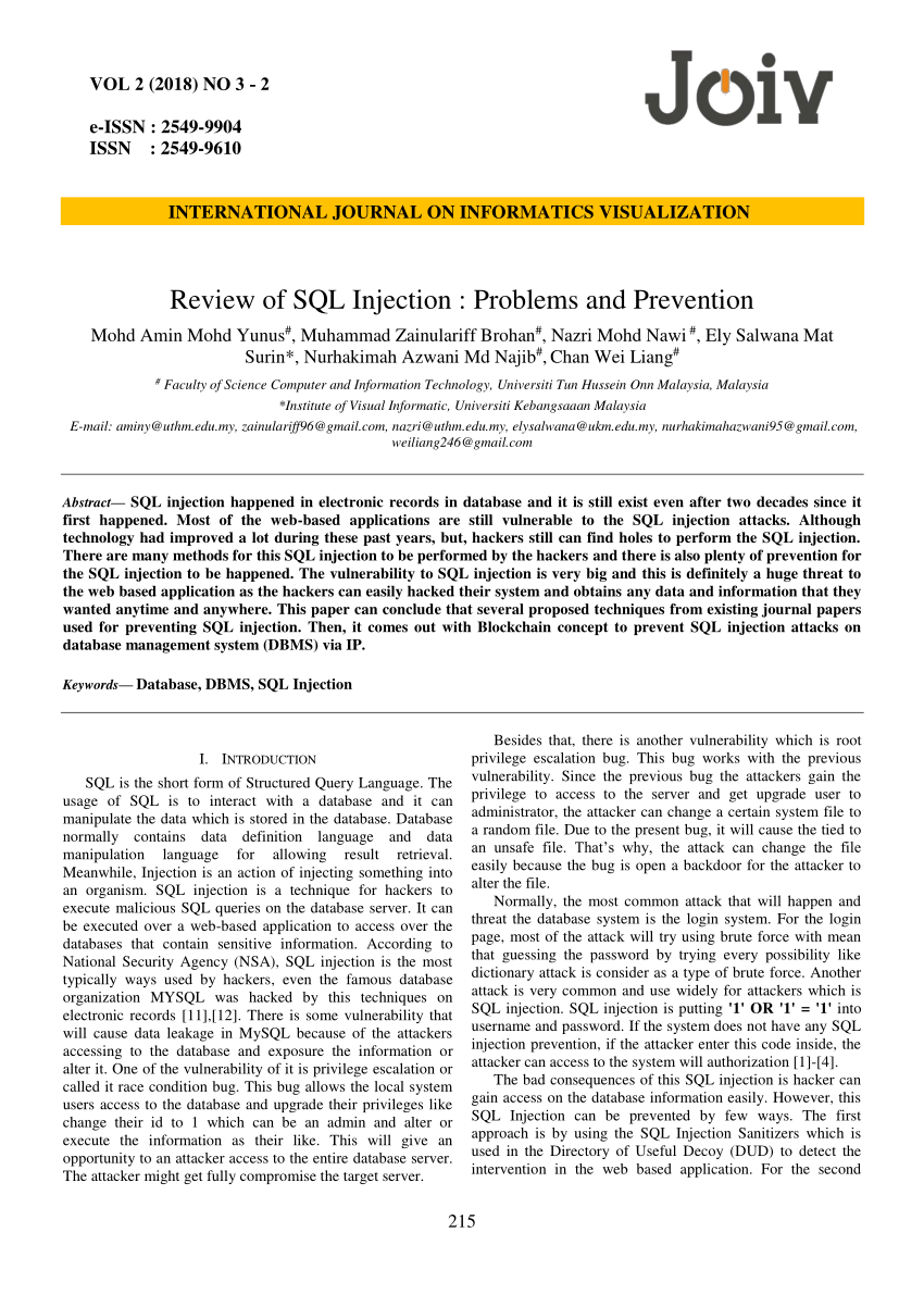 research paper on sql injection