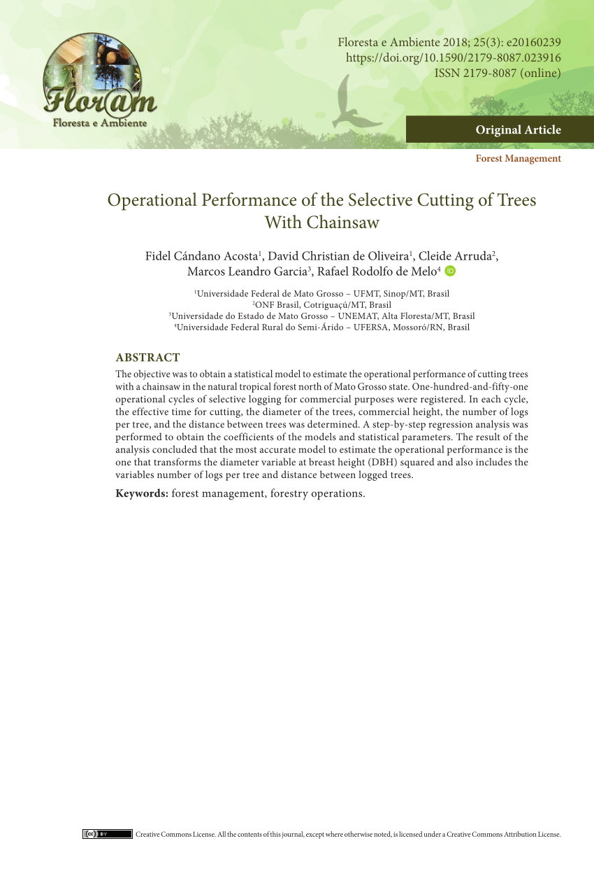 PDF) Operational Performance of the Selective Cutting of Trees