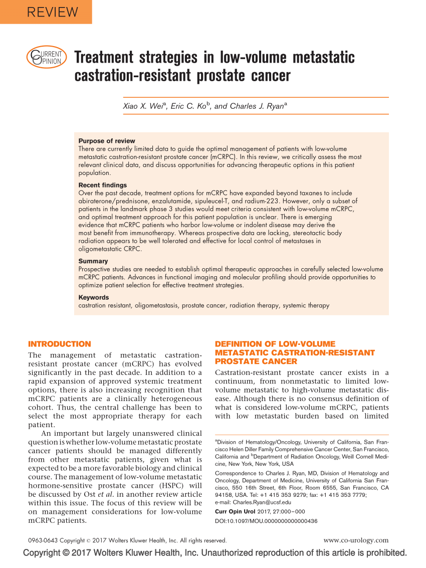 low volume prostate cancer definition