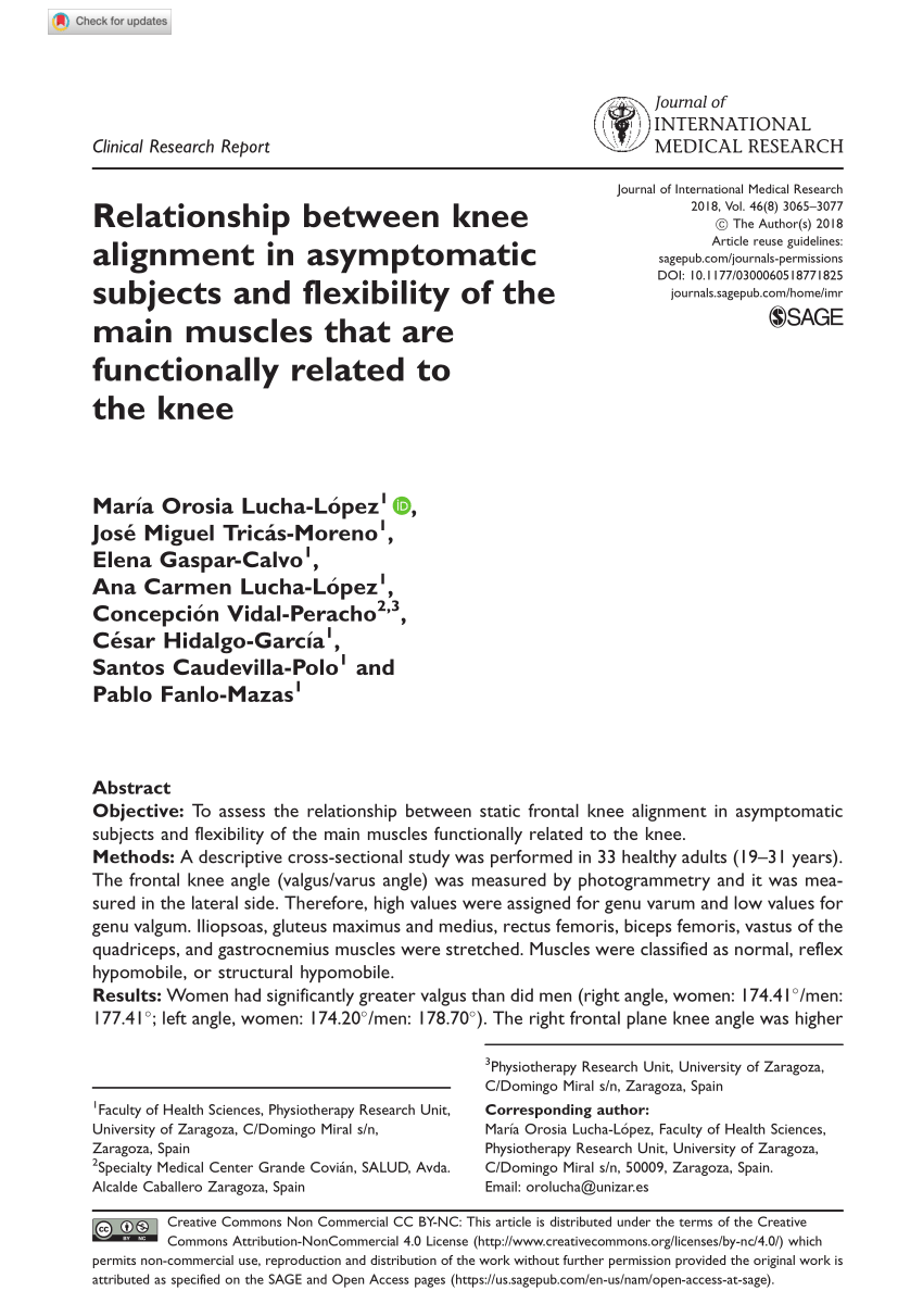 PDF) Relationship between knee alignment in asymptomatic subjects 