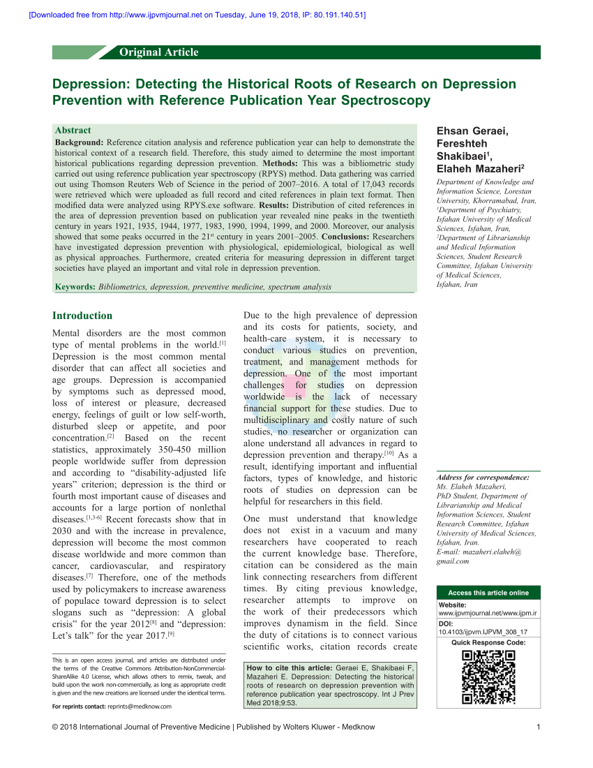 quantitative research title about depression