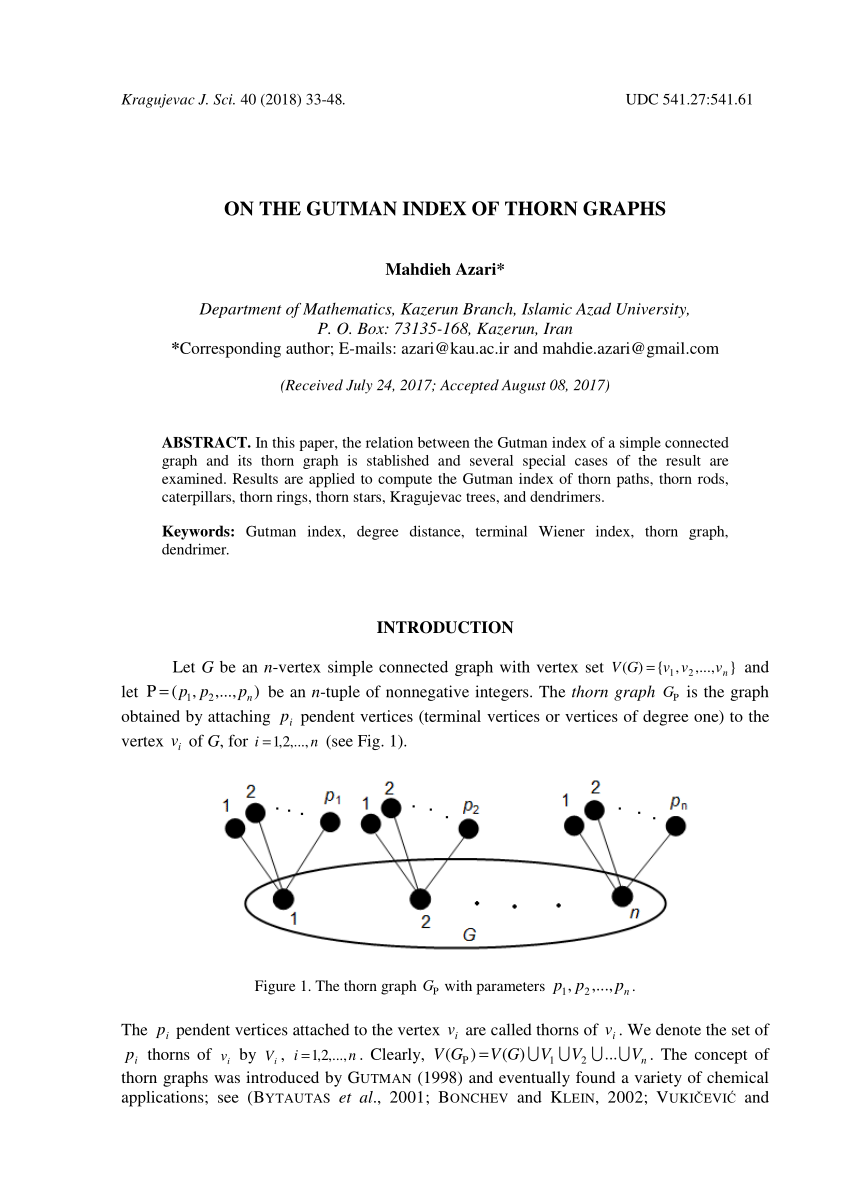 Pdf On The Gutman Index Of Thorn Graphs