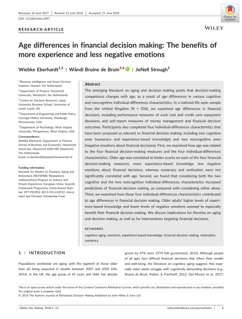 PDF) Age Differences in Financial Decision Making: The Benefits of ...