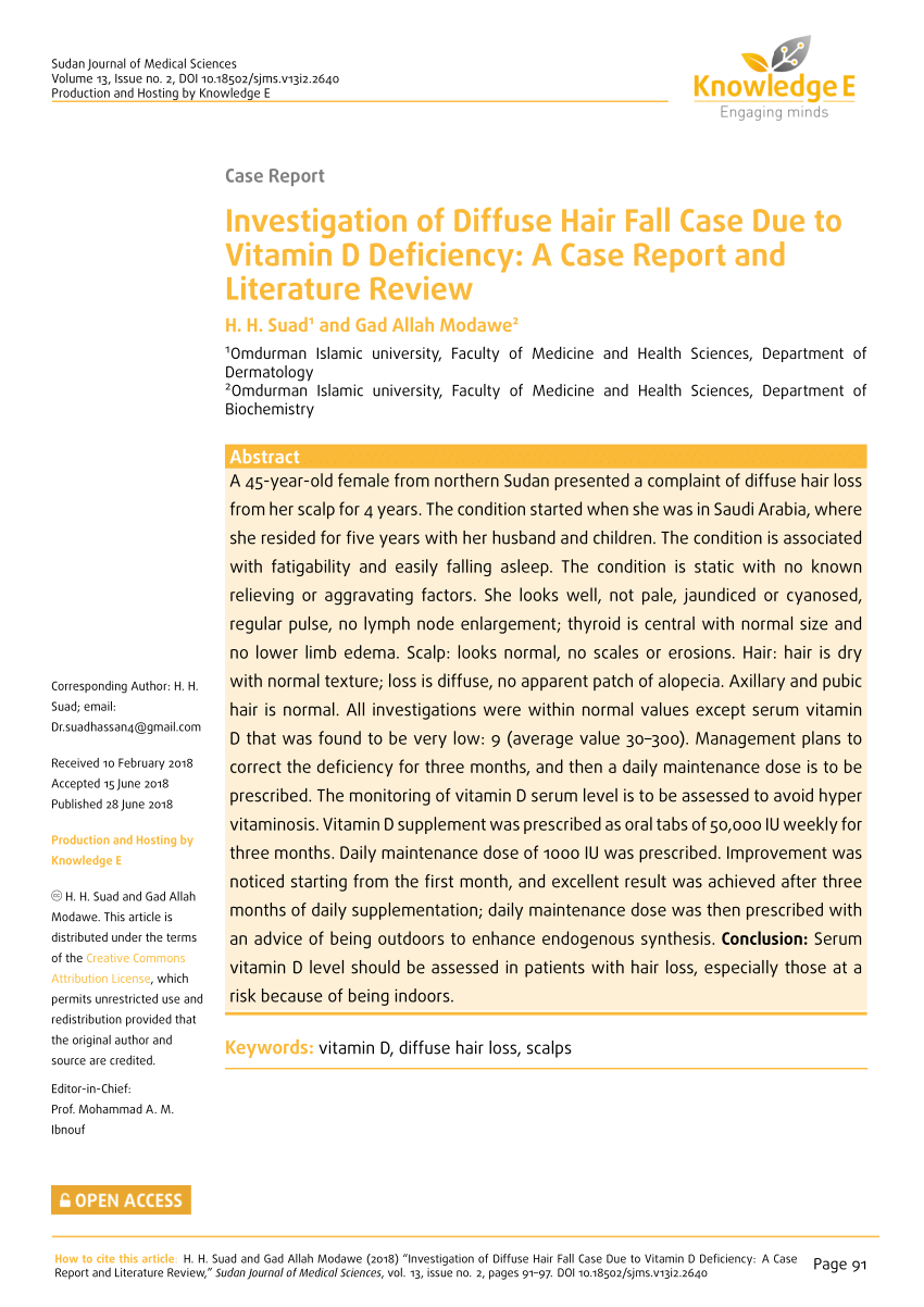 Pdf Investigation Of Diffuse Hair Fall Case Due To Vitamin