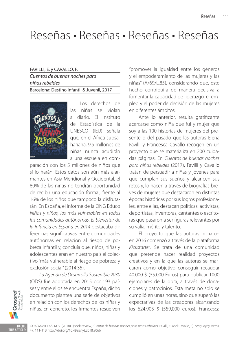 PDF) (Book Review) Cuentos de buenas noches para niñas rebeldes