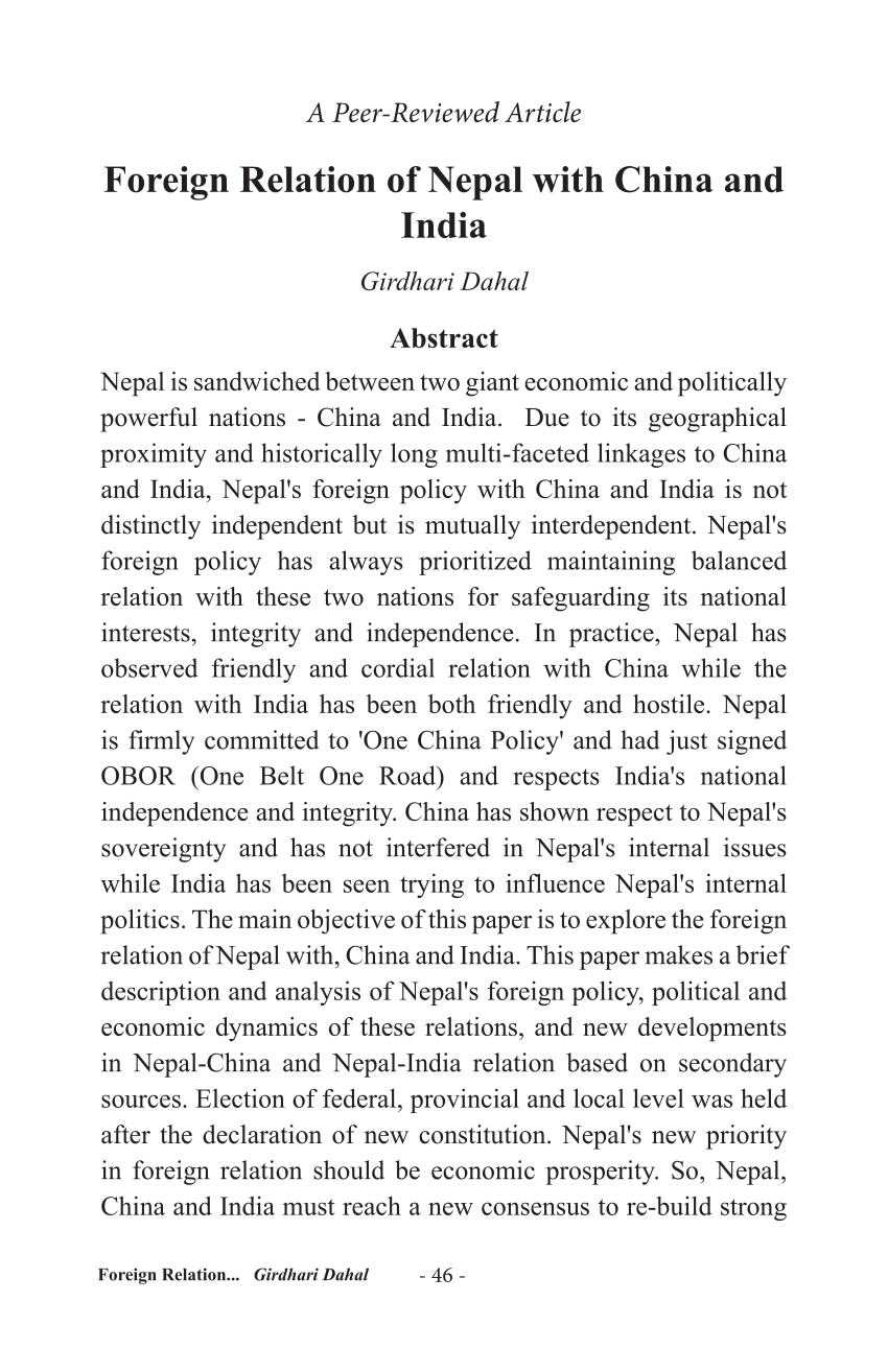 essay on international relations of india