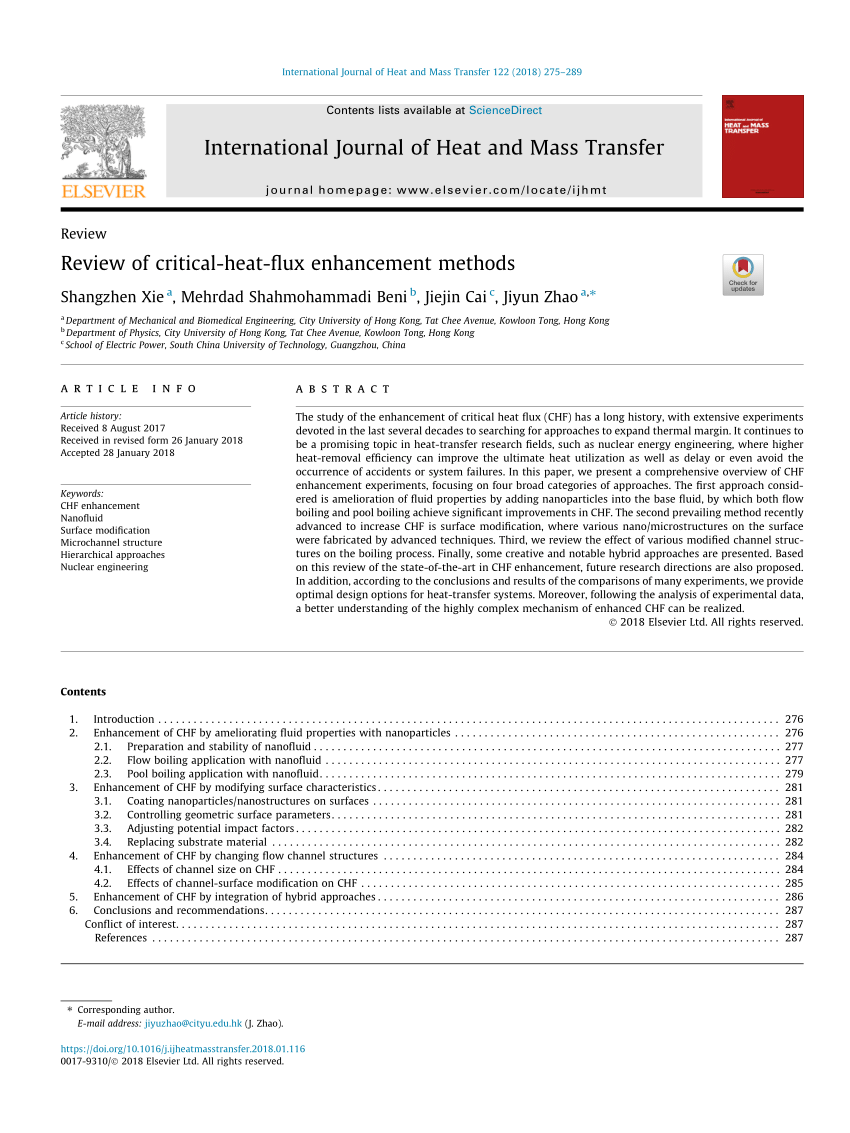 critical heat flux research papers