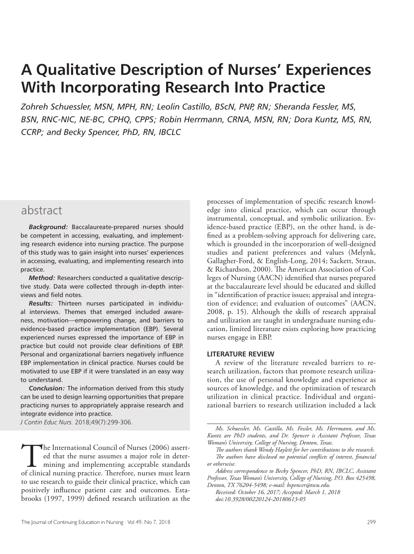 qualitative research in nursing journal