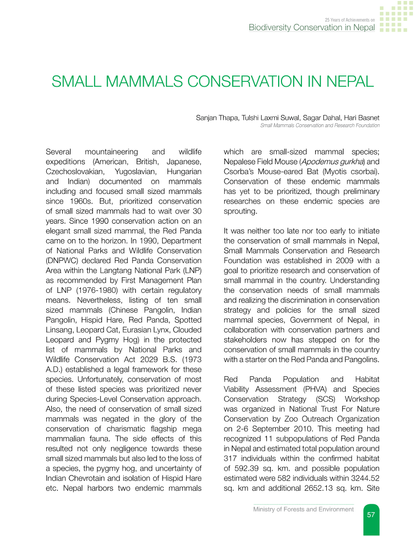 (PDF) Small Mammals Conservation in Nepal