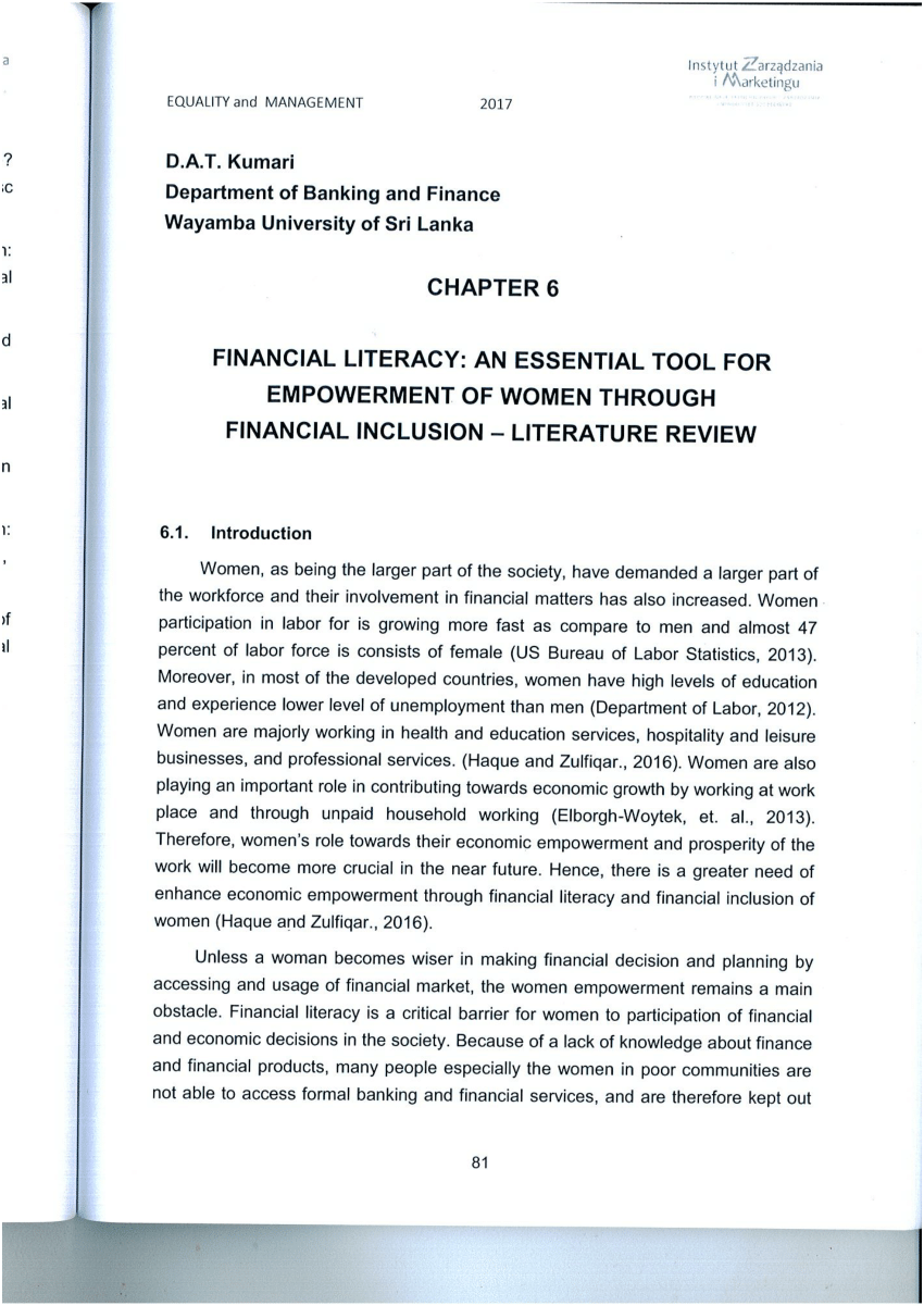 literature review financial inclusion