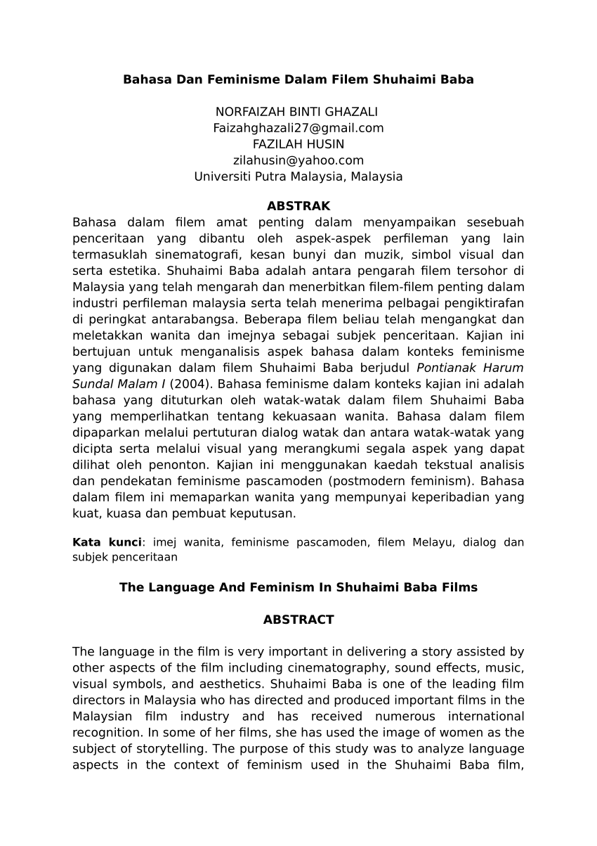 Pdf Bahasa Dan Feminisme Dalam Filem Shuhaimi Baba The Language And Feminism In Shuhaimi Baba Films