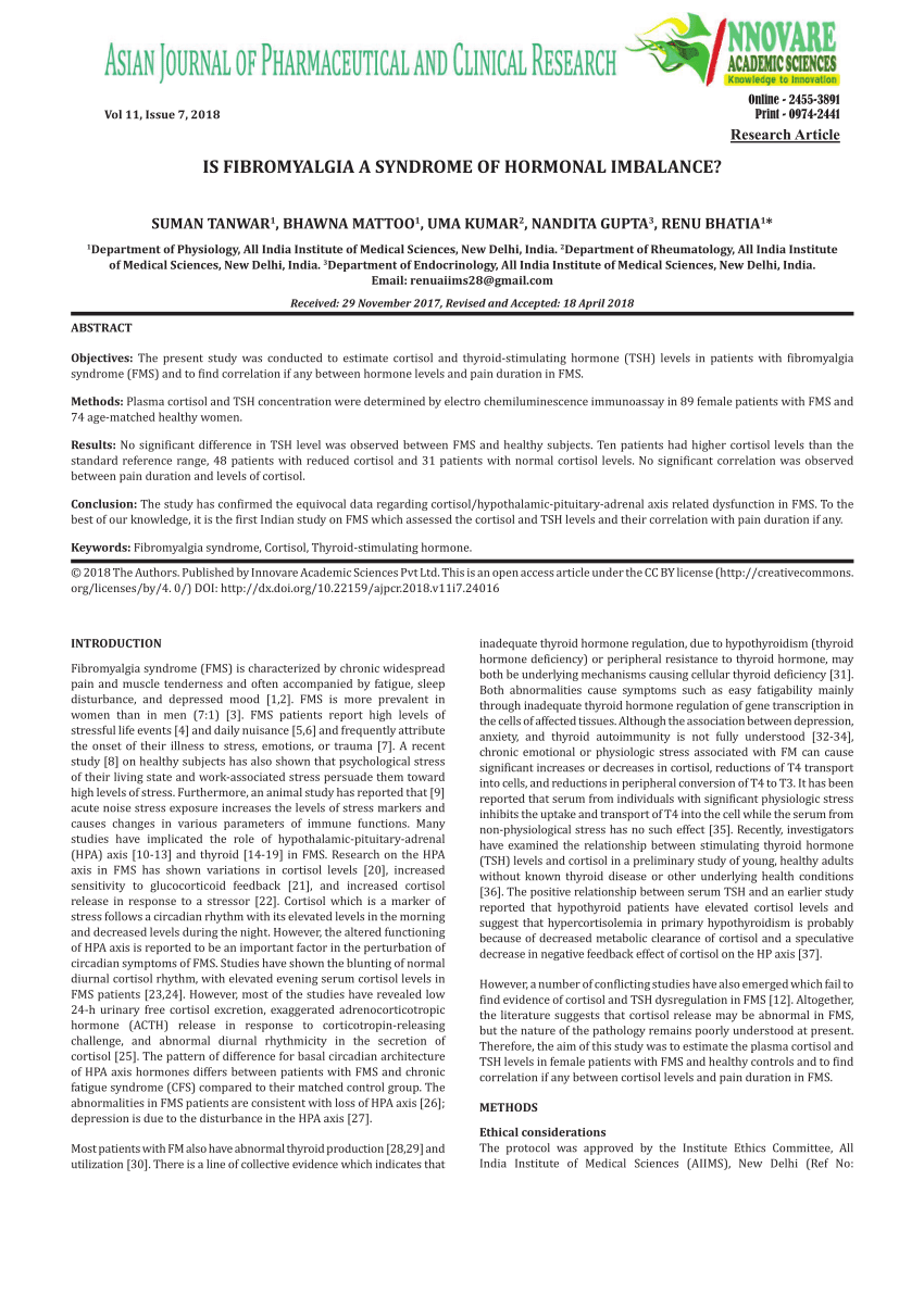 Pdf Is Fibromyalgia A Syndrome Of Hormonal Imbalance