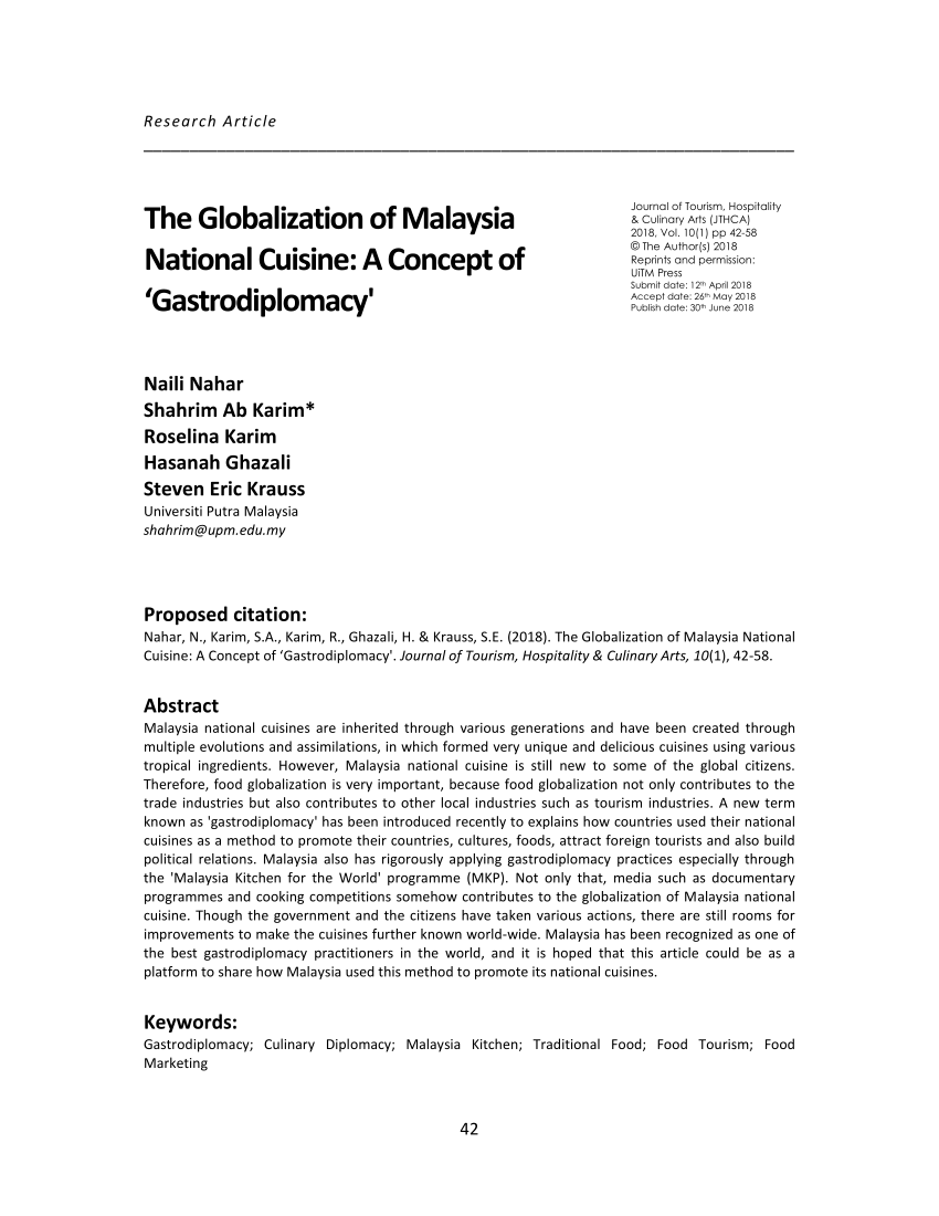 PDF) The Globalization of Malaysia National Cuisine A Concept of Gastrodiplomacy image