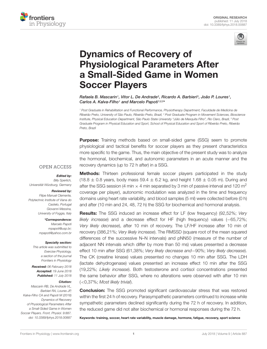 PDF) Dynamics of Recovery of Physiological Parameters After a ...