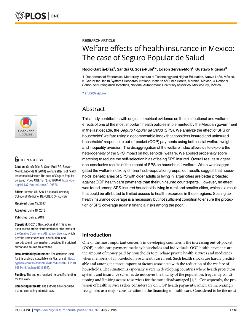 (PDF) Welfare effects of health insurance in Mexico: The ...