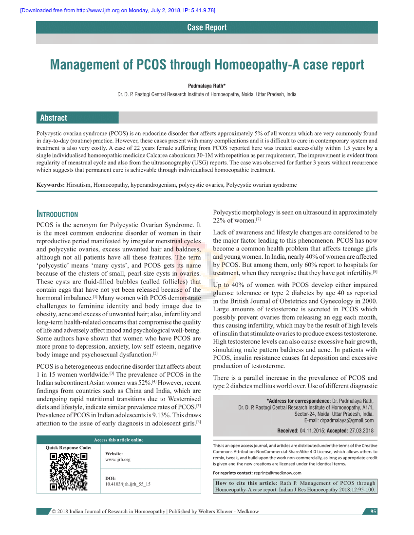 (PDF) Management of PCOS through HomoeopathyA case report