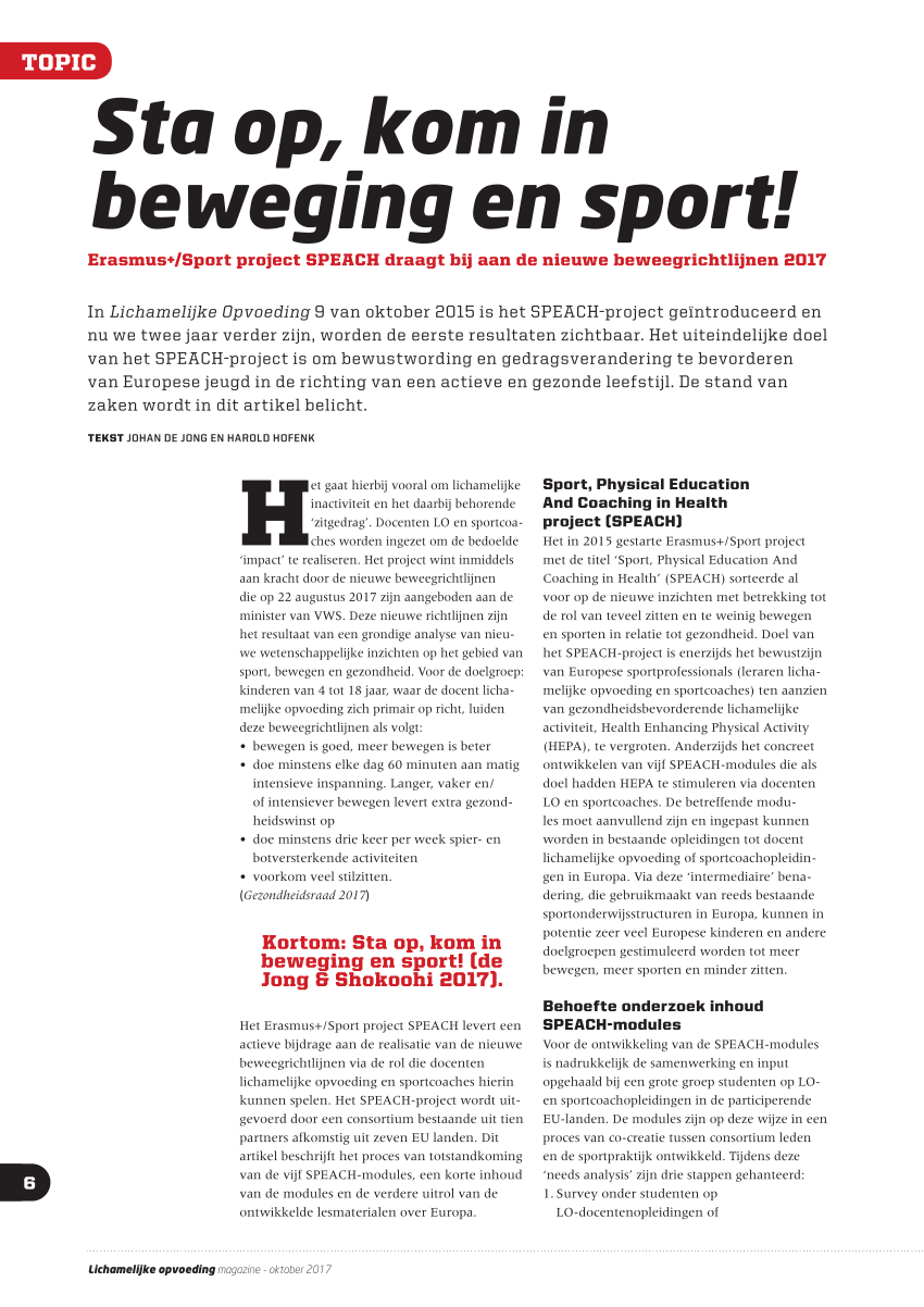 Muildier Tien Vorming PDF) Sta op, Kom in Beweging en Sport!