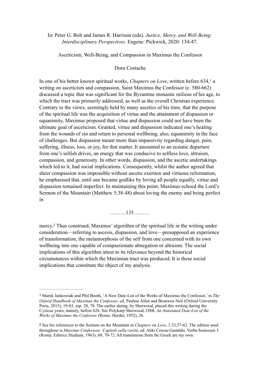 PDF Asceticism Well Being and Compassion in Maximus the Confessor