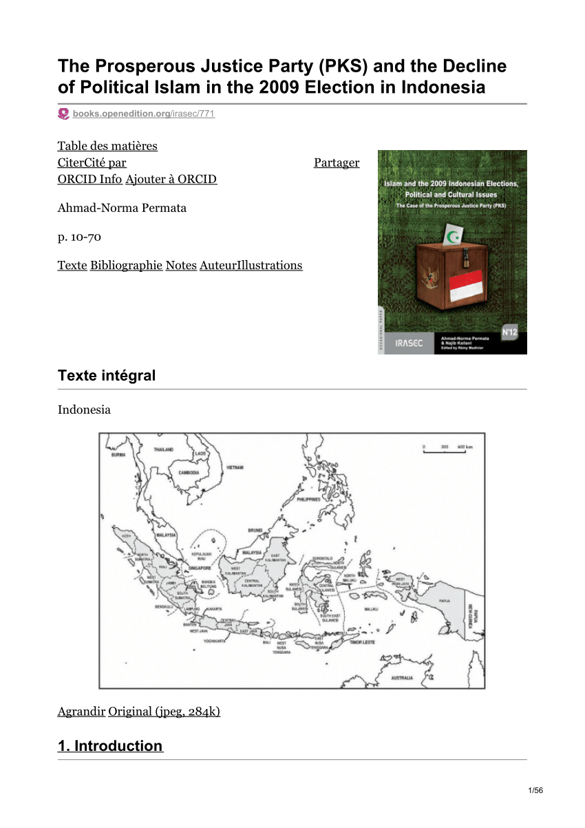 PDF) Islam and the 2009 Indonesian Elections, Political and Cultural Issues: The Case of the Prosperous Justice (PKS)