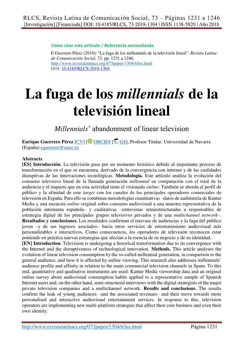 PDF) La fuga de los millennials de la televisión lineal