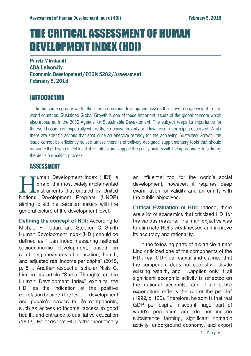 human development index research paper