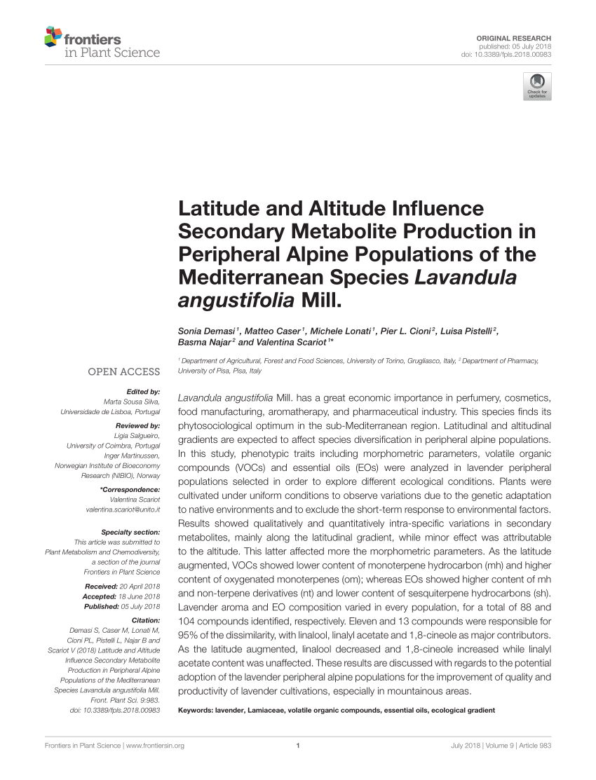 PDF) Latitude and Altitude Influence Secondary Metabolite ...