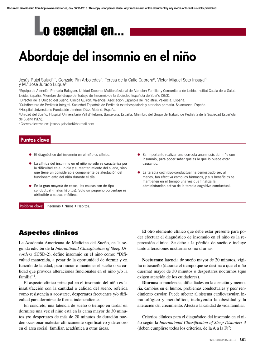 Consenso sobre el uso de melatonina en niños y adolescentes con  dificultades para iniciar el sueño*