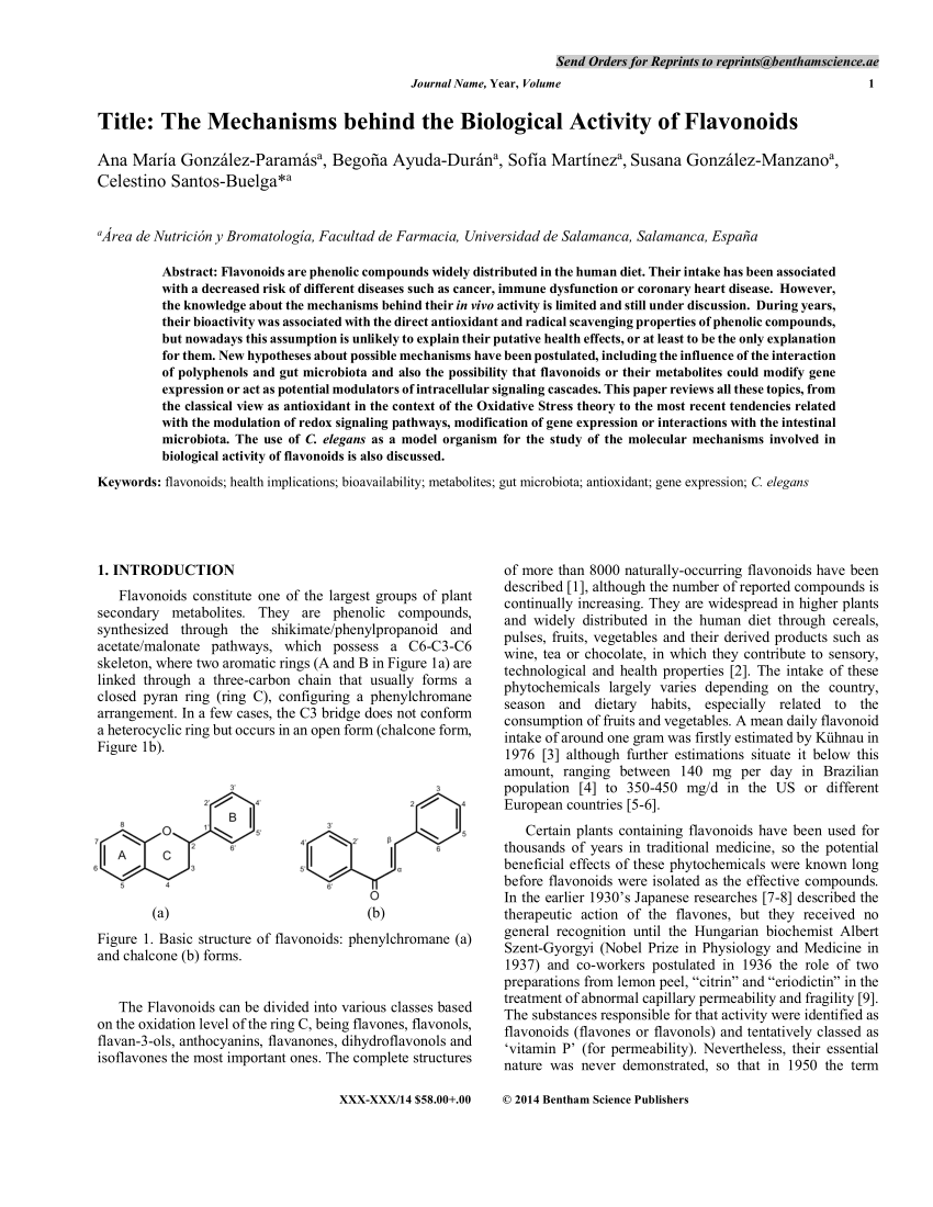 Pdf The Mechanisms Behind The Biological Activity Of Flavonoids