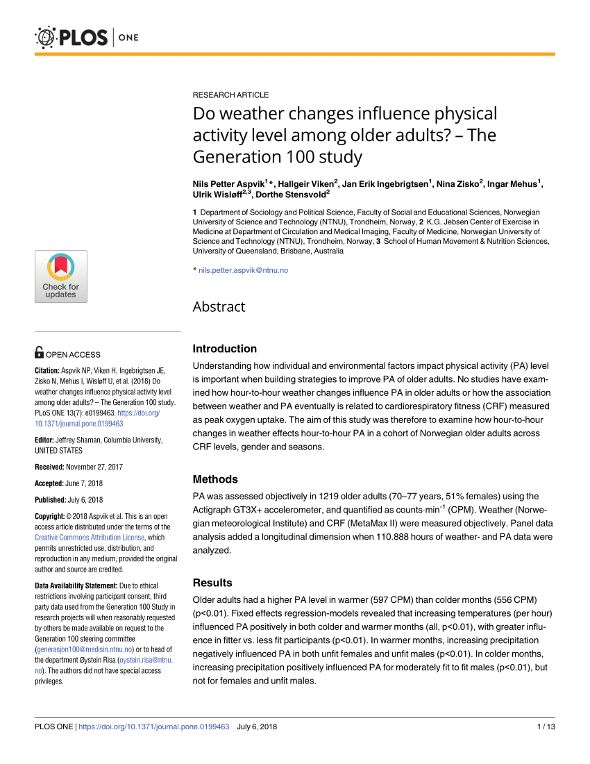 Does weather influence older adults' physical activity?