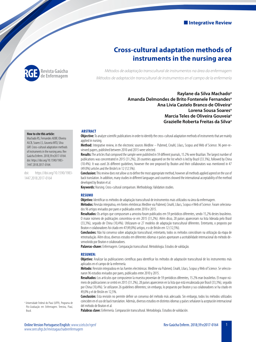 PDF) Adaptação transcultural para uso no Brasil do Instrumento Survey of  Technology Use (SOTU Br)