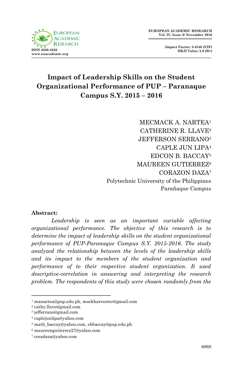 thesis about student leadership in the philippines