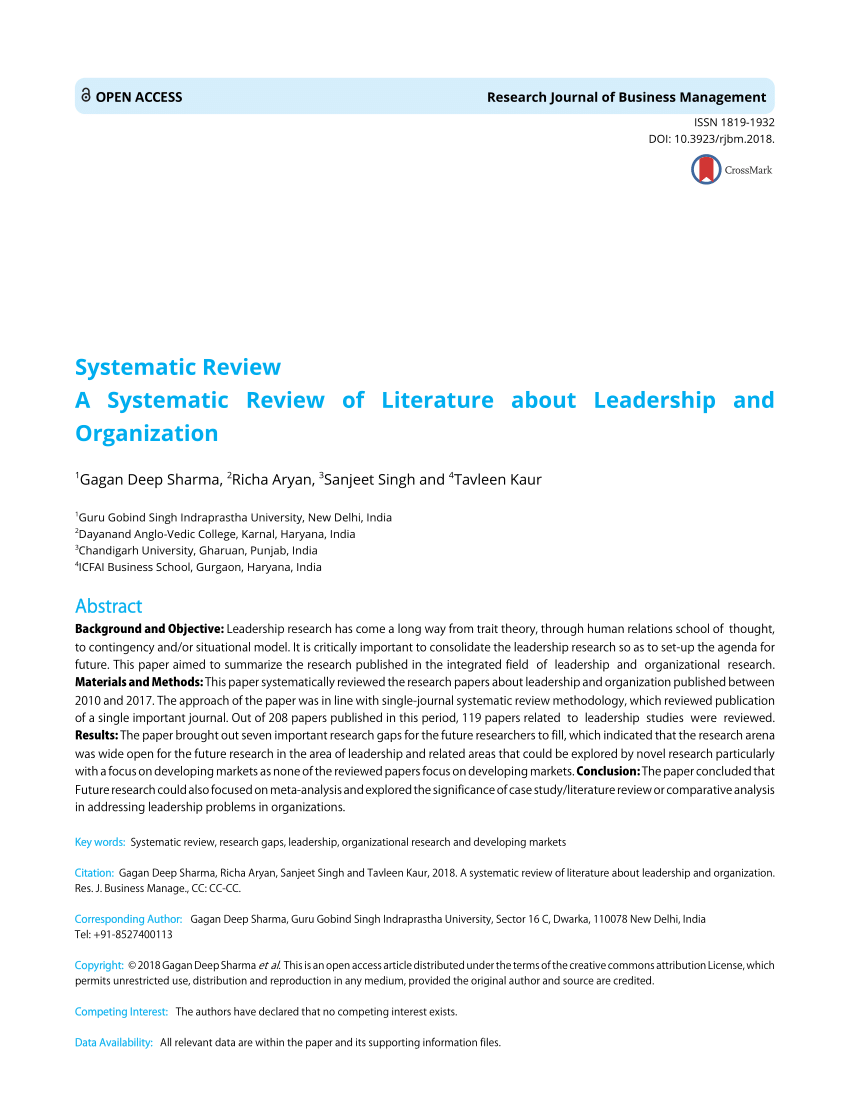 literature reviews on leadership