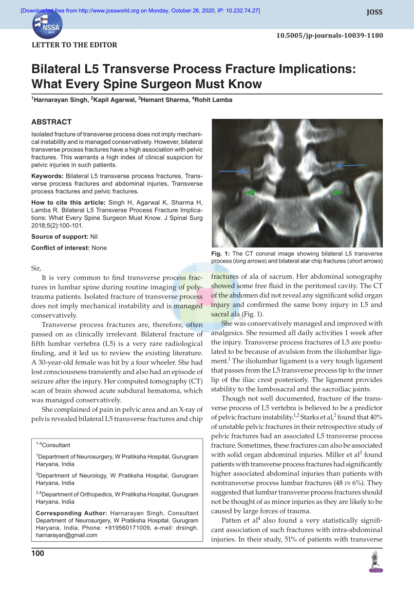 Pdf Bilateral L Transverse Process Fracture Implications What Every