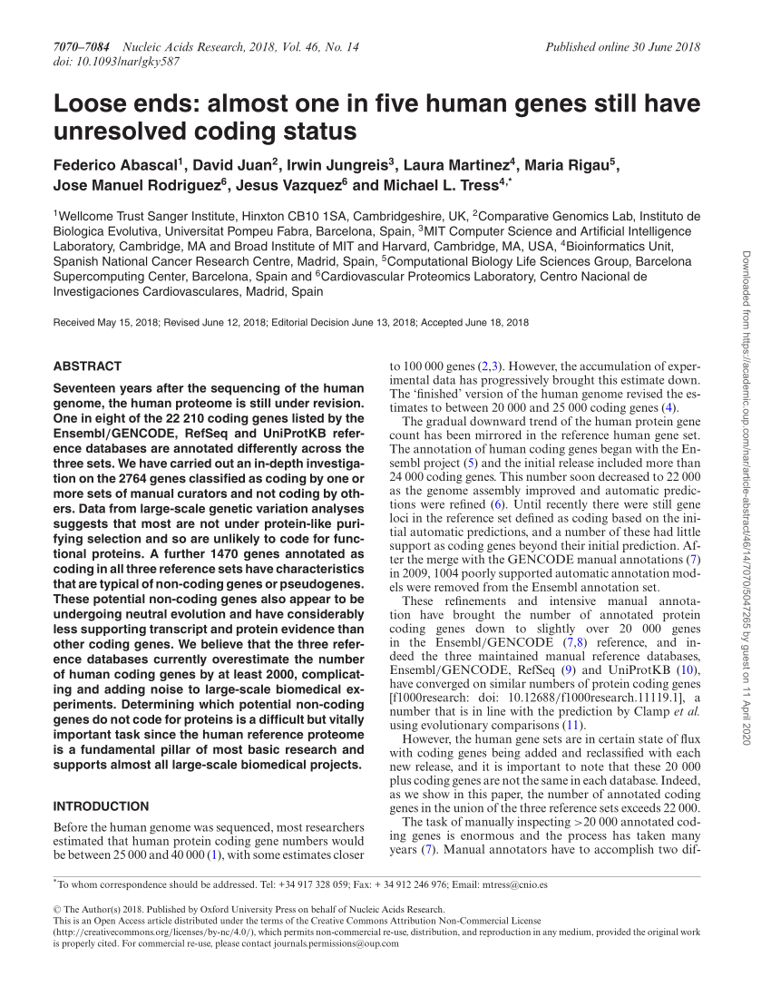 PDF) Loose ends: Almost one in five human genes still have unresolved  coding status
