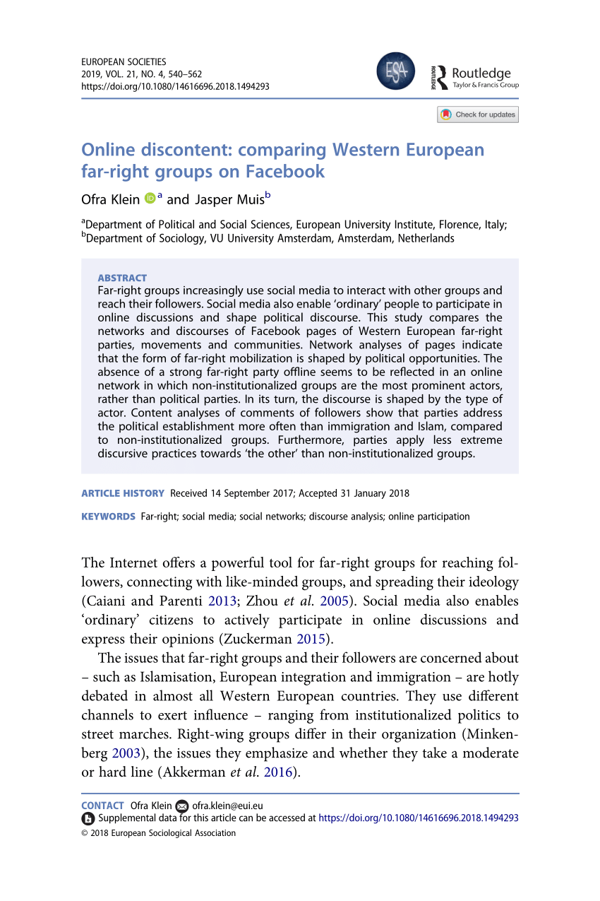 PDF Online discontent comparing Western European far right