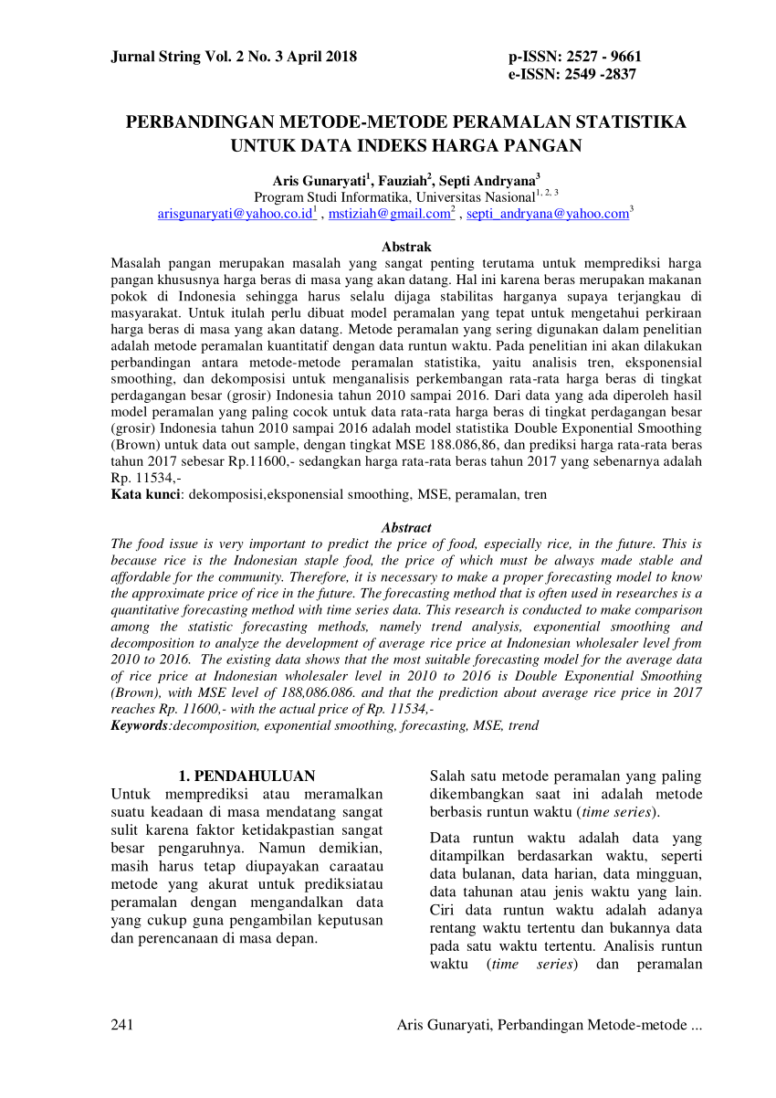 Pdf Perbandingan Metode Metode Peramalan Statistika Untuk Data Indeks Hot Sex Picture 7141