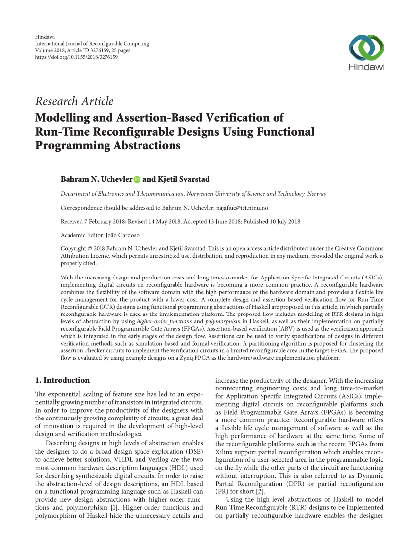 PDF) Modelling and Assertion-Based Verification of Run-Time Reconfigurable  Designs Using Functional Programming Abstractions