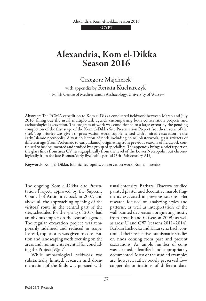 PDF) Alexandria, Kom el-Dikka. Season 2016. Appendix: Glass from