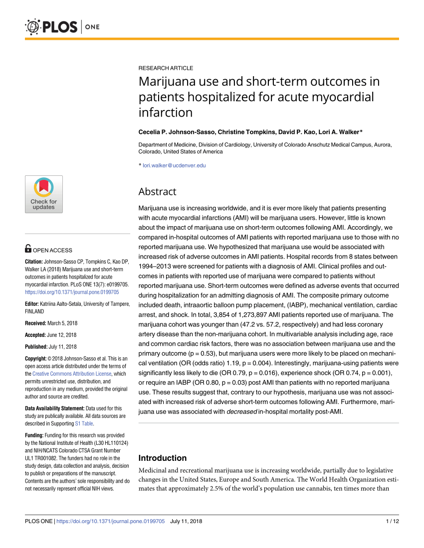 PDF) Marijuana use and short-term outcomes in patients ...