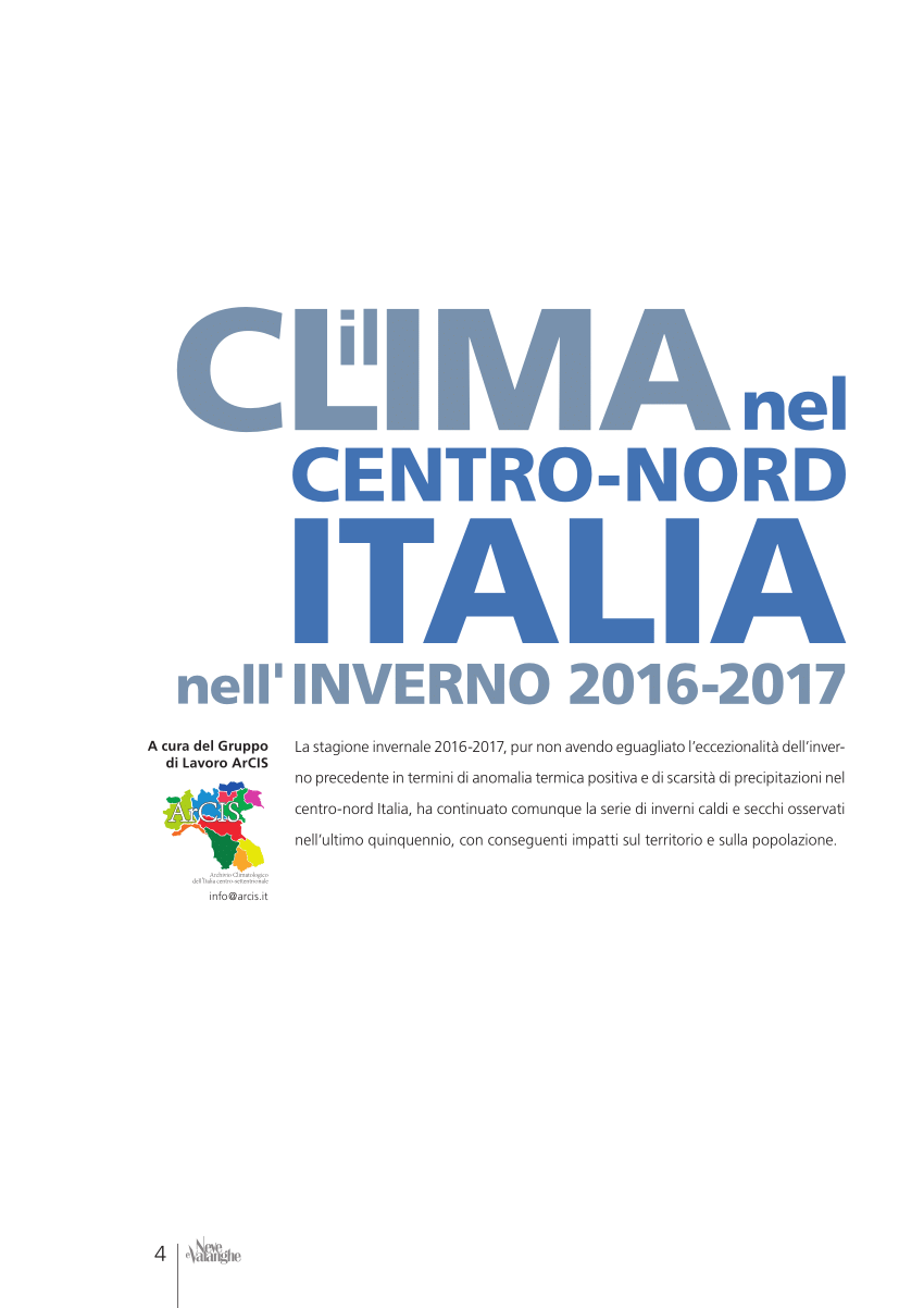 Pdf Il Clima Nel Centronord Italia Nellinverno 2016 17