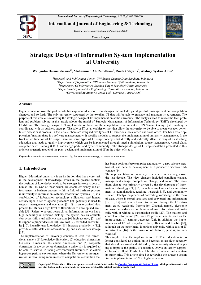 (PDF) Strategic Design of Information System Implementation at University