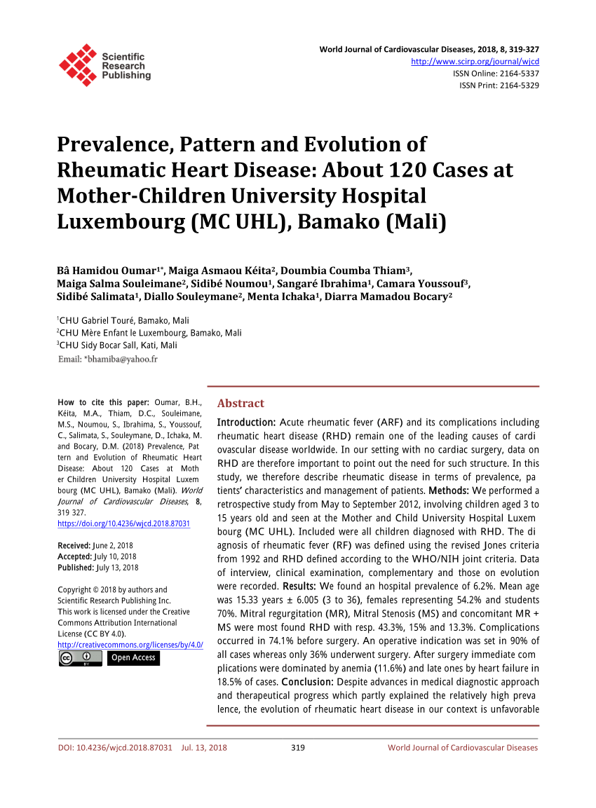 (PDF) Prevalence, Pattern and Evolution of Rheumatic Heart Disease ...